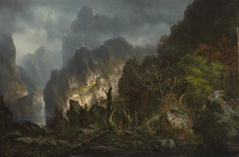 Johann Hermann Carmiencke Storm in the mountains oil painting picture